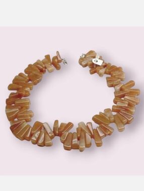 Natural Peach Carnelian Sterling SILVER Necklace